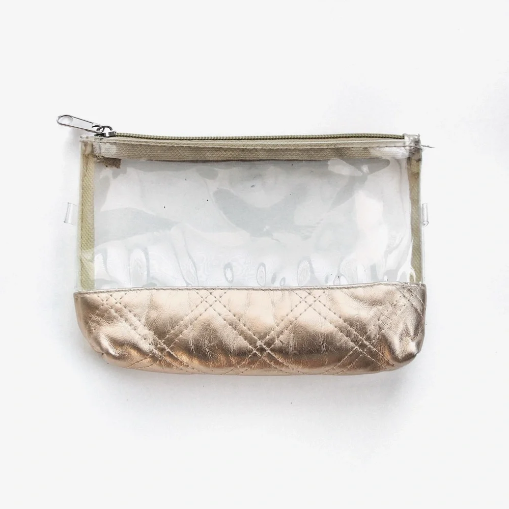 Metallic Gold Faux Leather Travel Pouch Set